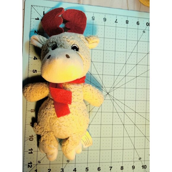 Christmas Moose Reindeer Plush Toy Red Felt Scarf Antlers fleece Lovey - Picture 6 of 6